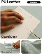 YSAGi Leather Desk Protector, Office Mat, Large Mouse Mat, Non-Slip PU Leather Blotter, Laptop Desk Pad, Waterproof Writing Pad for Office and Home (Grayish Green, 47.2" x 23.6") - Image 3