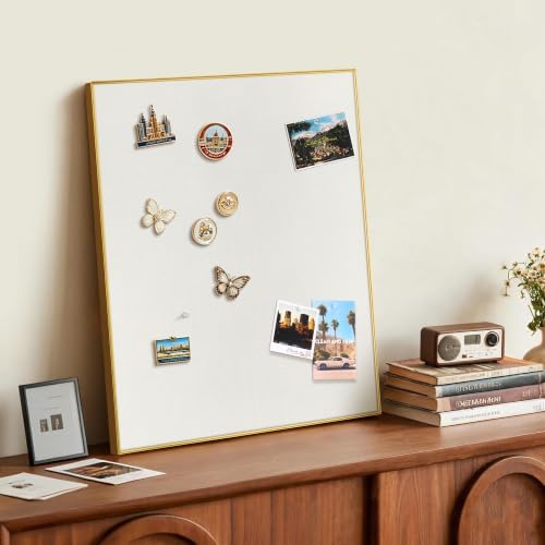 SELEAD Linen Bulletin Board 24” x 18” - Golden Aluminum Frame, Beige Fabric - Image 4