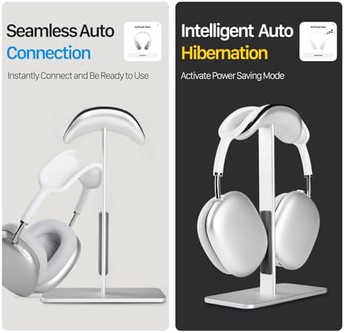 Headphone Stand for AirPods Max 2 & 1 Auto Sleep Mode, Silver - Image 3