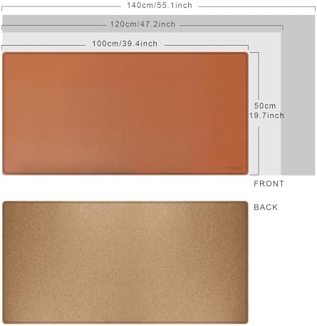 Mydours 40" x 20" Extra Large Desk Mat, PU Leather & Cork Desk Pad, (Brown) - Image 2