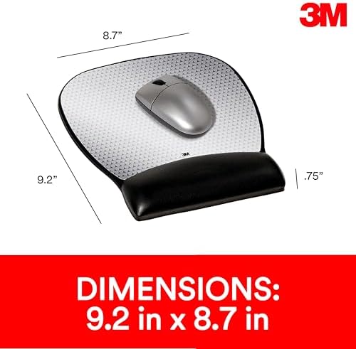 3M Precise Mouse Pad with Wrist Rest, Soothing Comfort with Durable, Easy-to-Clean Leatherette Cover, Optical Mouse Performance, 9.2 in x 8.7 in, Black (MW310LE), Gel (Pack of 6) - Image 2