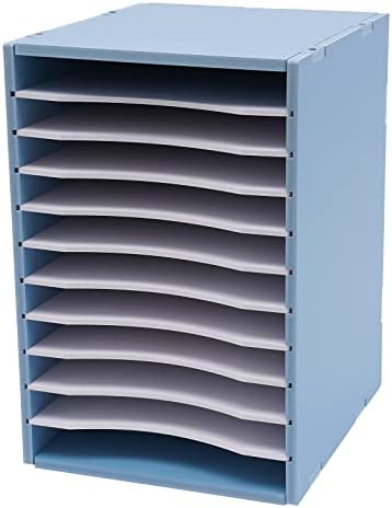 Vertical Desktop Literature Organizer, 11‑compartment File Sorter, Blue - Image 3