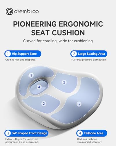 Extra Large Seat Cushion, Premium Memory Foam Office Chair Cushions for Long Sitting Sciatica & Tailbone & Back Pain Relief, Ergonomic Pressure Relief Seat Cushions for Car, Desk Chair - Image 3