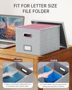 Oterri 2 Pack File Storage Organizer, Filing Box, Portable File Box with Lid, Fit for Letter/Legal File Folder Storage, Document Organizer, Gray-White - Image 4