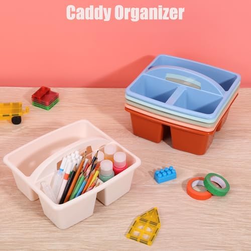 6 Pack Classroom Caddy with Handle, Plastic Storage Caddy Organizer, Portable Storage Bin with 3 Compartments for Classroom Organization, Table, Desk & Office - Image 6