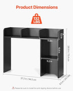 VEVOR Wood Desk Shelf, Desktop Bookshelf, Desk Storage Hutch with 6 Shelves, Office Countertop Organizer 3-Tier Display Rack, with Anti-Slip Feet Pads, for Office, Home & Dorm, Black - Image 3