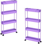 SPACELEAD 2-piece Set Slim Storage Cart 3 Tier,Bathroom Organizer Rolling Utility,Mobile Shelving Unit Slide Out for Office, Kitchen, Laundry Room & Narrow Places by Home