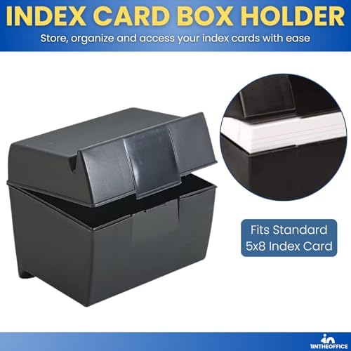 1InTheOffice Index Card Box & Holder 5x8, 400 Capacity & Guide Set A-Z, 1/5 Tab (Pack of 2) - Image 2