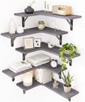 Fixwal Conner Shelves Wall Mounted for Decor, Grey, Set of 5 by Fixwal