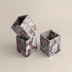 Natural Marble Stone Square Storage Container Empty Vessel Holder Cup for Candle/Pens/Sundries Items (Calacatta Red) - Image 3