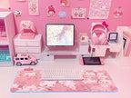 JMIYAV Pink RGB Gaming Mouse Pad 31.5x12 Inch PC XL Large Extended Glowing Led Light Up Desk Pad Non-Slip Rubber Base Computer Cute Mousepad Mat Desk Accessories Gaming Setup Dreamy Cats - Image 6
