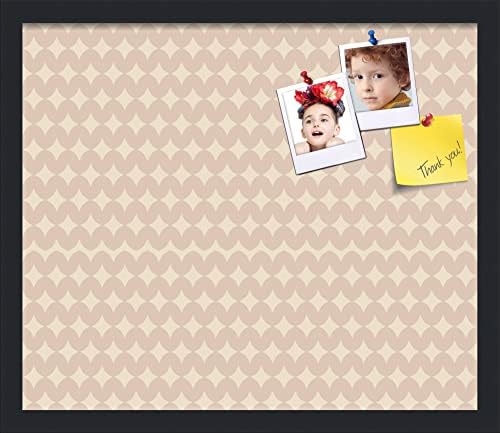 PinPix 20x17 inch Cork Bulletin Board. This Decorative Framed Pin Board Comes with Diamond Pattern in Light Pink and Cream Design and Satin Black. Ideal for Home, Office Decor or School (PinPix-294) by PinPixBulletinBoards