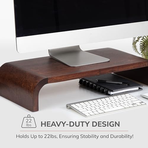 Anji Mountain Monitor Stand for Desk - Desktop Organizer & Laptop Riser, Ergonomic Monitor Riser, Space-Saving, Durable, Easy Assembly & Ideal for Home & Office, Walnut, Classic - Image 3