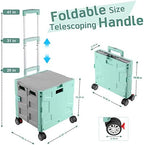 FELICON Folding Utility Cart Rolling Crate Handcart Basket Tote-Green+Gray - Image 3