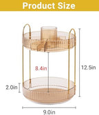 Asayuee 360 Rotating Makeup Organizer,2 Tier Large Capacity Make Up Organizers and Storage,Skincare Perfume Vanity Organizers,Bathroom Cosmetics Storage Organizer Countertop(Gold) - Image 4