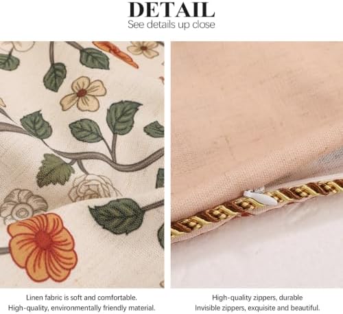 ISAENNE Designer Elegant Linen Throw Pillow Cover,Set of 2,28"x12"-Flora A - Image 5