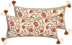 ISAENNE French Linen Rectangle Throw Pillow Cover,Set of 2,28"x12"-Albano A by Isaennehomedecoration