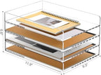SANRUI 4 Tier Stackable Paper Letter Tray, Acrylic Vertical File Tray A4 Desk Organizer and Accessories Sorter Trays, Clear Workspace Office Supplies Organizers,12inx9.25inx6.6in - Image 2
