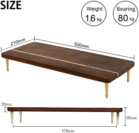 Monitor Stand Wood Riser with 4 USB Ports, Computer Monitor Stand with America Walnut Data Transfer Charging Hub -Compatible with Computer, Mac, PCs, Smartphone, 20.5*8.3in - Image 4
