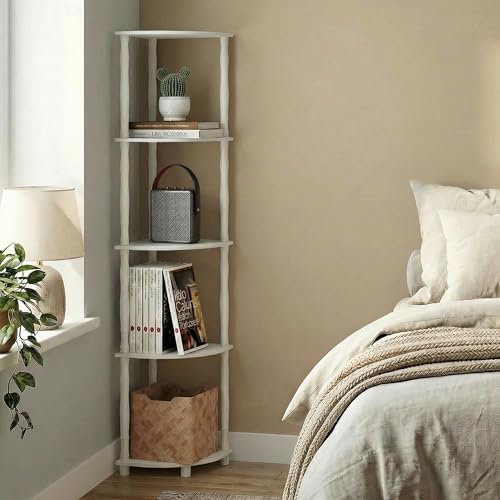 Furinno Turn-N-Tube Storage Shelves, 5-Tier Open Frame Book Shelf, Standing Corner Shelf, Toolless Open Shelves, Classic Tubes, for Organization and Storage, Living Room, Home Office, White - Image 5