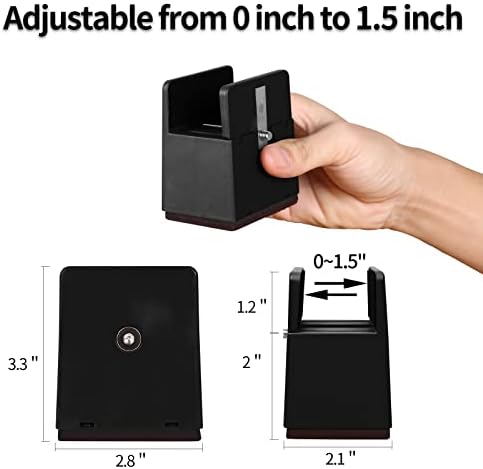 Bed Risers with Adjustable Screw Clamp, 2 Inch Furniture Riser,4 Pack Black - Image 2