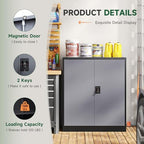 Letaya Metal Storage Cabinets with Lock Door,2 Adjustable Shelves Organizer Steel Storage Cabinets for Home,Office,Warehouse,Garage,Employee Lockers(Black Gray) - Image 4
