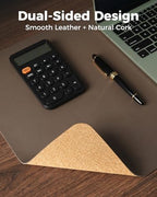 Aothia Cork Desk Mat - Dual-Sided XL PU Leather Desk Pad & Full Desk Protector, Large Waterproof Desktop Mat for Office & Gaming (47" x 23.6", Coffee) - Image 2