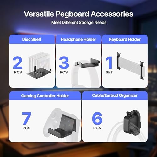 PEGZONE Controller and Headphone Holder Wall Mount, 14pcs, Black & White - Image 4