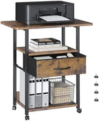 Printer Stand with Storage, 3-Tier Printer Table with Fabric Drawers, Brown by Unknown