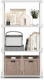 Furinno Turn-S-Tube Storage Shelves, 4-Tier Book Shelf, Corner Shelf, Toolless Open Frame Standing Shelves, for Organization and Storage, Living Room, Garage, Home Office, White - Image 6