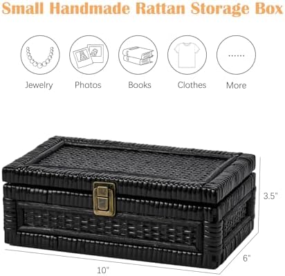 Rattan Box with Lid Decorative Natural Handmade Boho Baskets - Image 4