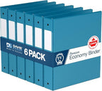 Premium Economy 3-Ring Binder, Spine Label, 1.5" Round Rings, Turquoise 6Pk by DAVISGROUP