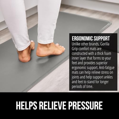 GORILLA GRIP Cushioned Kitchen Mats for Floor, 2 PK, 17x29+17x59, Gray - Image 3