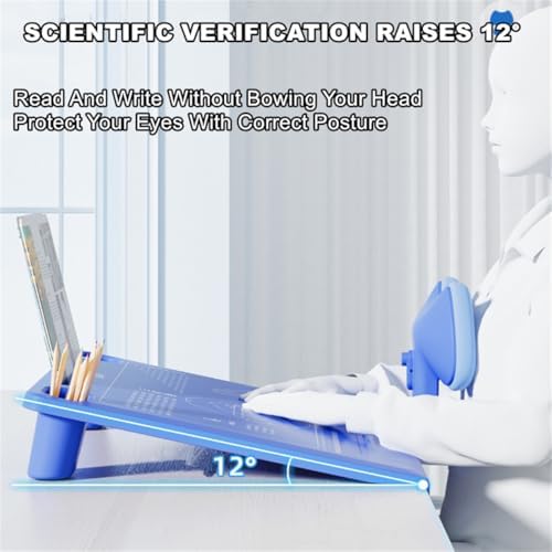 chislim Sitting Posture Corrector for Kids,Student Desktop Writing Board with Book Stand,Height Adjustable,Prevent Myopia,Fits Most Study Tables (Blue) - Image 3