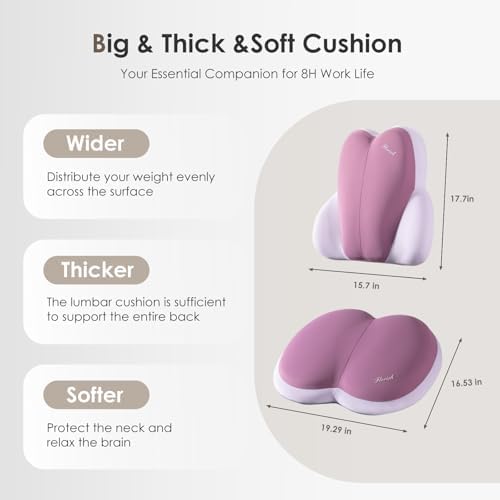 FLORICH Car Seat Cushion and Back Support for Car Ultrathick Memory Foam Office Chair Cushions with Lumbar Support Pillow for Sciatica & Back & Tailbone Pain Relief (Purple) - Image 6