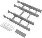 SpaceAid Bamboo Drawer Dividers with Inserts and Labels, Kitchen Adjustable Drawer Organizers, Expandable Organization for Home, Office, Dressers, 4 Dividers with 9 Inserts (17"-22" Gray) by SpaceAid