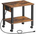 HOOBRO 2-Tier Printer Stand with Charging Station, Under Desk Printer Table, Printer Cart with Storage Shelves, Shelf for Small Spaces, for Home Office, Rustic Brown and Black BF38UPS01 by HOOBRO