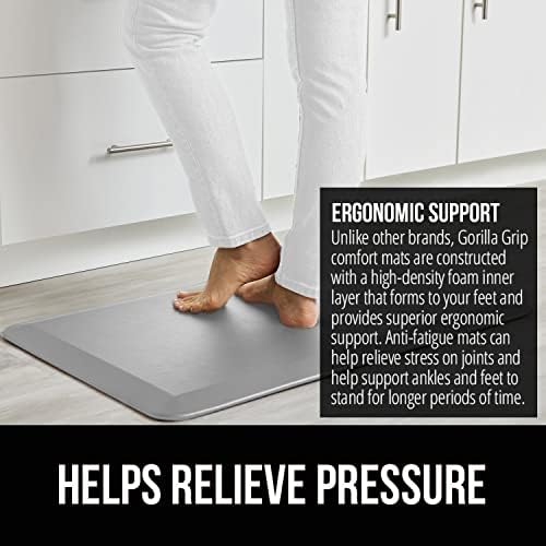 GORILLA GRIP Cushioned Antifatigue Kitchen Mat for Floor, 39x20, Light Gray - Image 3