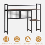 4-Tier Desk Hutch Shelf with Grid Panel, 36” Desktop Bookshelf for Monitor, Office & Home (Rustic Brown, 36") - Image 7