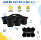 6 Pack Black Classroom Caddy with Handle, 6-Compartment Supply Organizer - Image 2