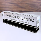 Artblox Office Desk Name Plate Personalized | Custom Name Plates for Desks on Acrylic Glass Decor | Office Desk Decor Nameplate | Desk Accessories | Black Stripe - (8" x 2.5") by Artblox