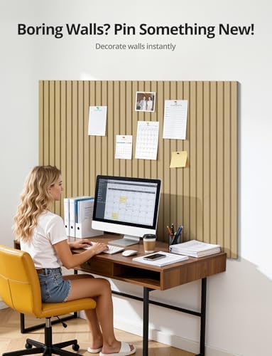 Kuchoow Large Felt Bulletin Board Cork Tiles for Wall Office Decor Brown Memo Pinboards, 48" × 36" Self Adhesive 12 Pack Photo Display Decorative Mood Corkboard Panels for Classroom Kitchen Home - Image 3