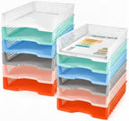 Teenyyou Set of 12 Colorful Classroom Turn in Trays Stackable, Boho by Teenyyou