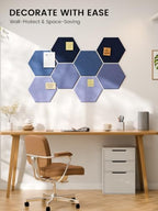 Fluxynara 8-Pack Hexagon Felt Bulletin Board Tiles, Denim Mist-1 - Image 6