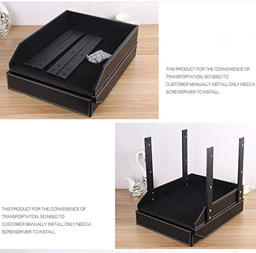 Very Sturdy 3 Tier Leather Desk File Rack for Office Supplies/Stationery/Folder,Stackable Letter Tray Organizer,Document Filing Organizer Holder for Desktop Storage (Brown)… - Image 4