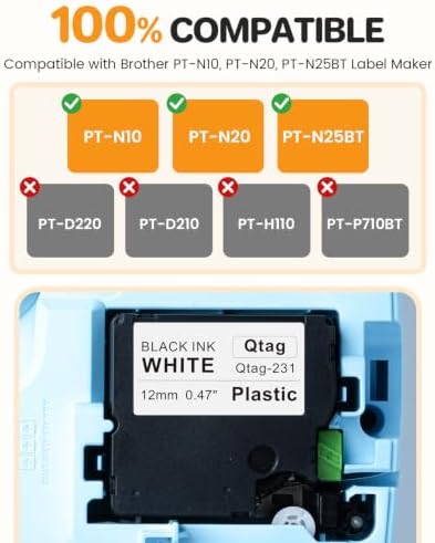 10-Pack Compatible with Brother Btag 231 Btag231 12mm 0.47 Btag Label Tape - Image 2