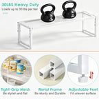 2 Pack Expandable Cabinet Shelf Organizer, Adjustable Kitchen Countertop Metal Storage Shelves Organizers, Stackable Kitchen Counter Pantry Cupboard Storage Rack, 30LBS Load Capacity,15.5"-25.5" Long - Image 3