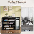 HOOBRO Mail Sorter, Literature Organizer with Adjustable Shelves, Paper Organizer for Office, Home, Wood Countertop File Holders, Mails, Magazines, Black BK41WF01 - Image 6
