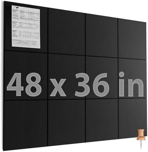 MaxGear Felt Bulletin Board 48" x 36", Black Felt Wall Tiles Wall Decor by MaxGear