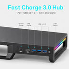 T2 Metal Monitor Stand with USB Hub, RGB Lighting & Storage Drawer - Image 4
